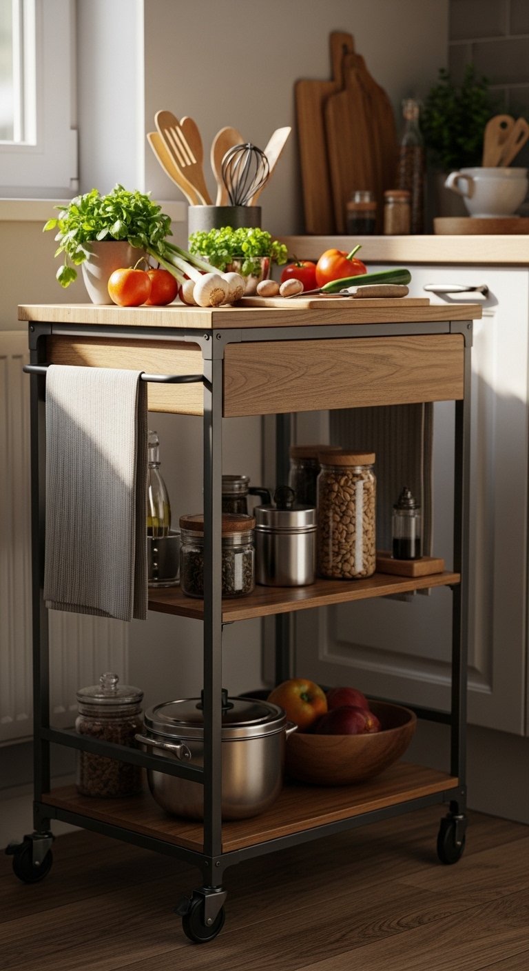 Add a Rolling Kitchen Cart

