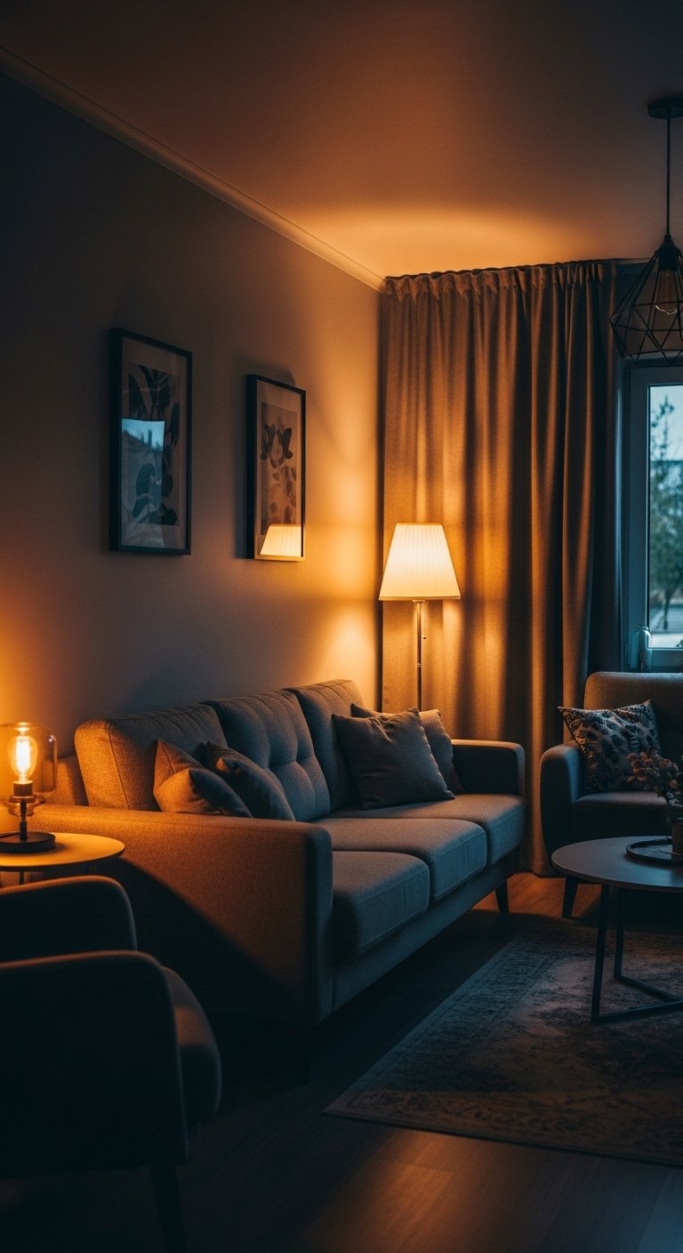 Gray + Warm Lighting