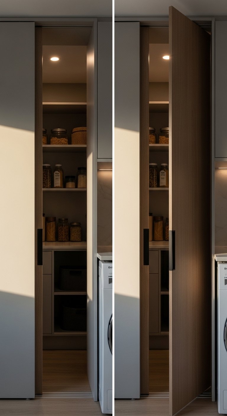 Hidden Pantry Behind Sliding Doors