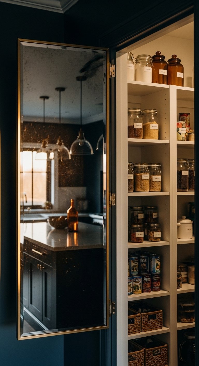 Pantry Behind a Mirrored Door