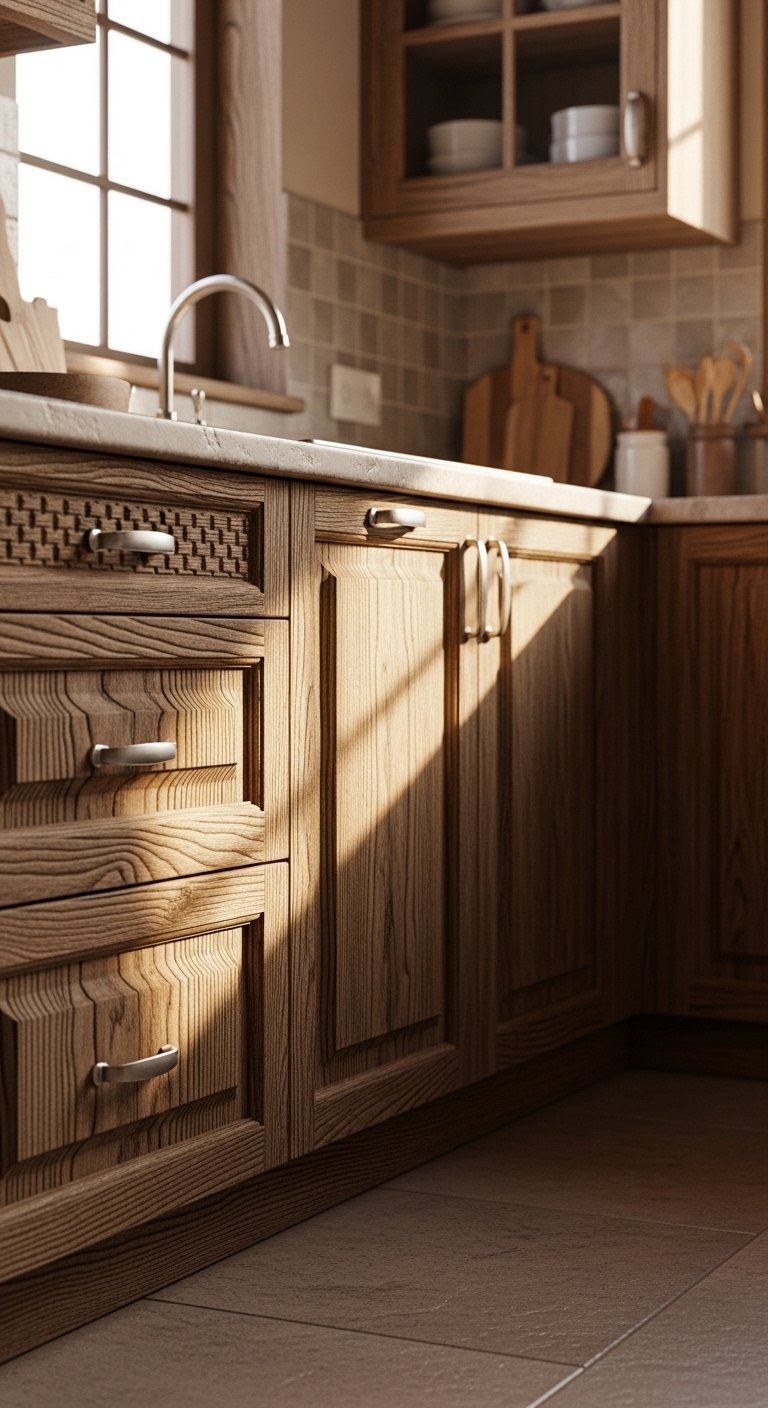 Textured Wood Cabinets