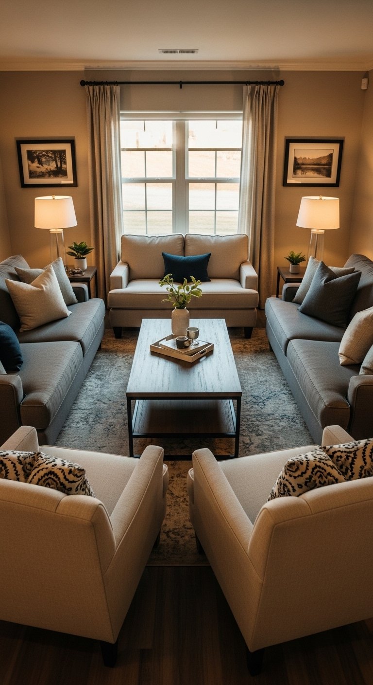 conversation-focused seating arrangement