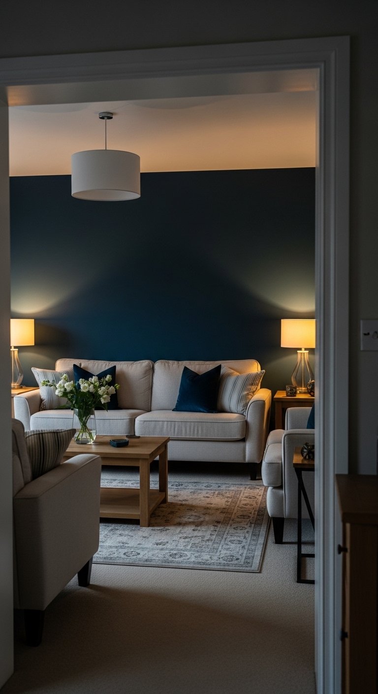 deep navy accent wall 