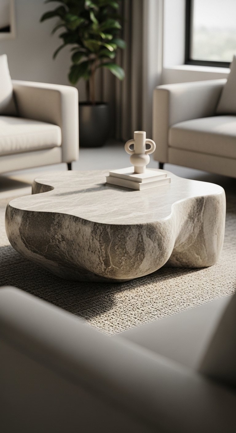 sculptural stone coffee table