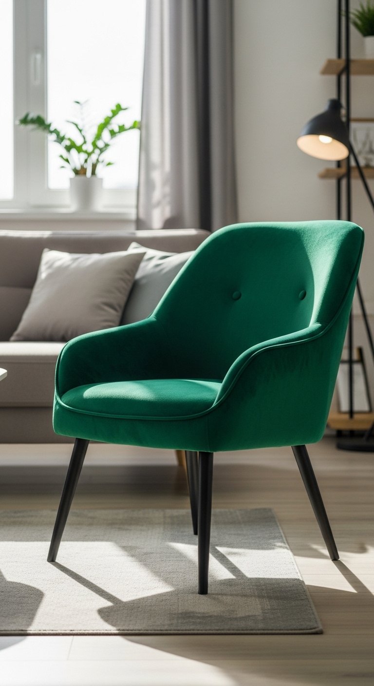 vibrant emerald green accent chair