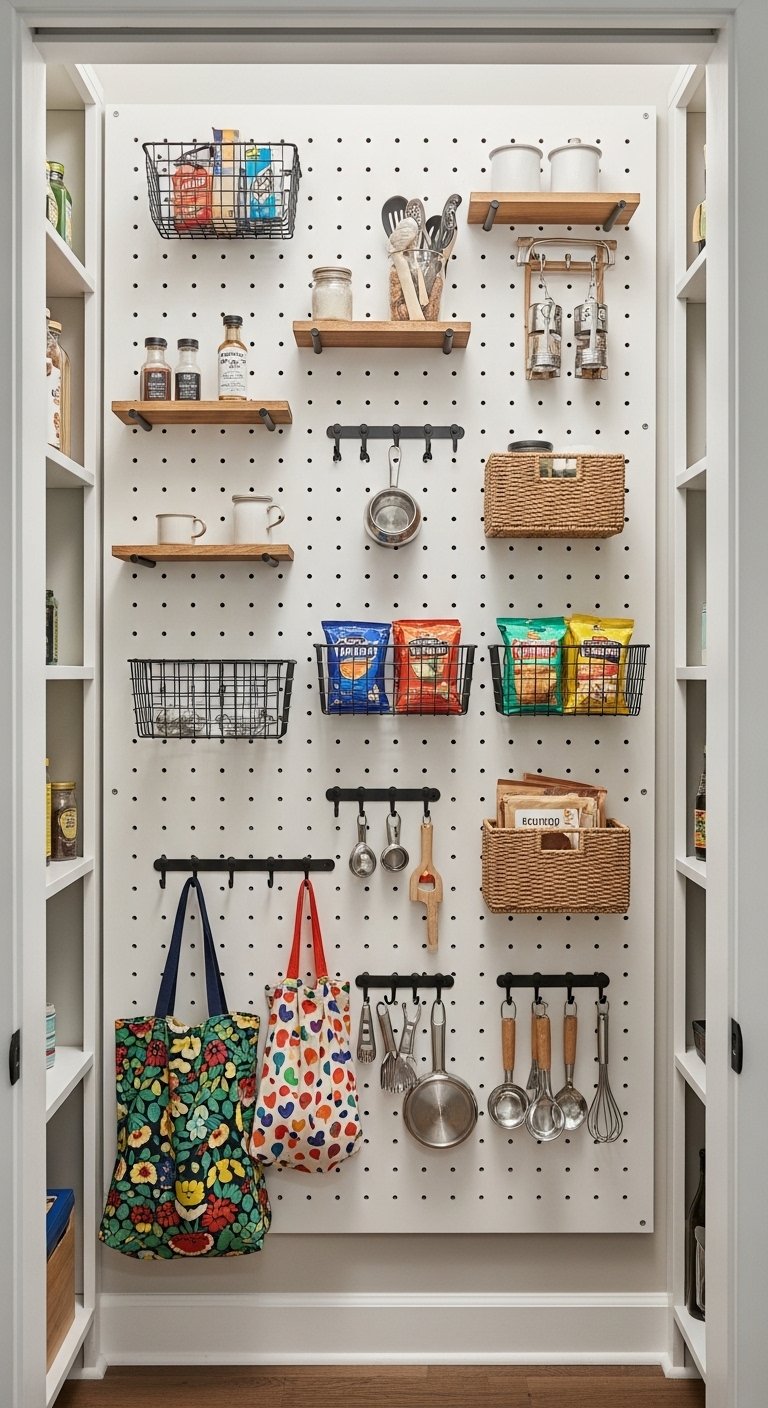 A Pegboard Wall for Flexible Storage