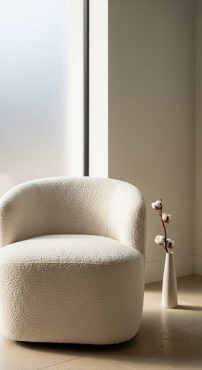 Accent Chair in Boucle Fabric