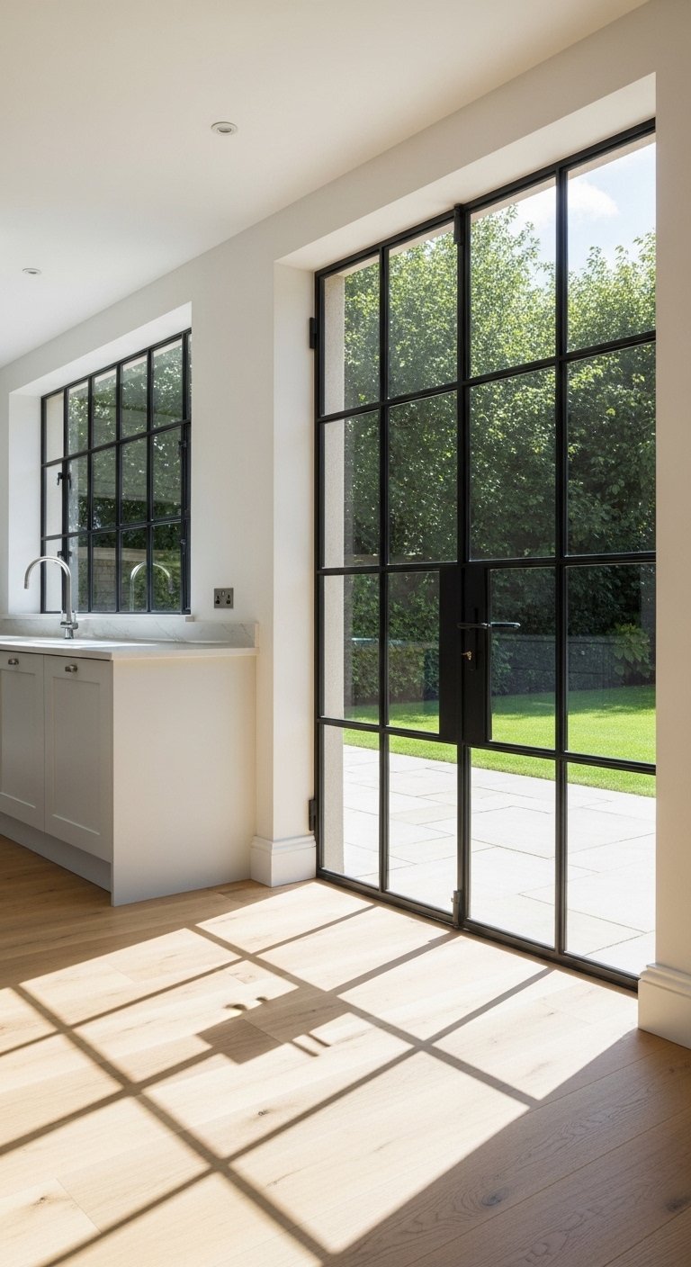 Add Black Windows or Steel-Frame Doors