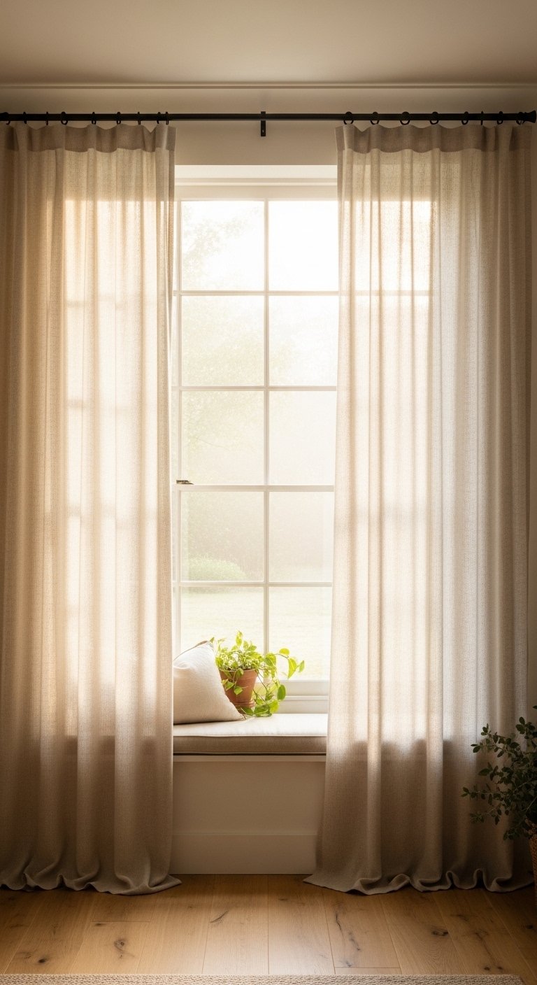  Add Sheer Linen Curtains From Ceiling to Floor