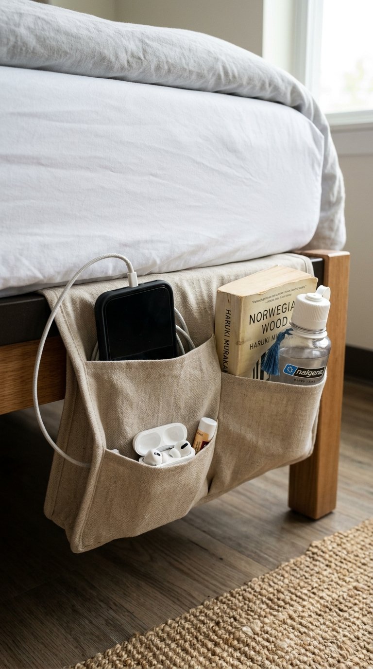 Add a Bedside Caddy or Hanging Organizer