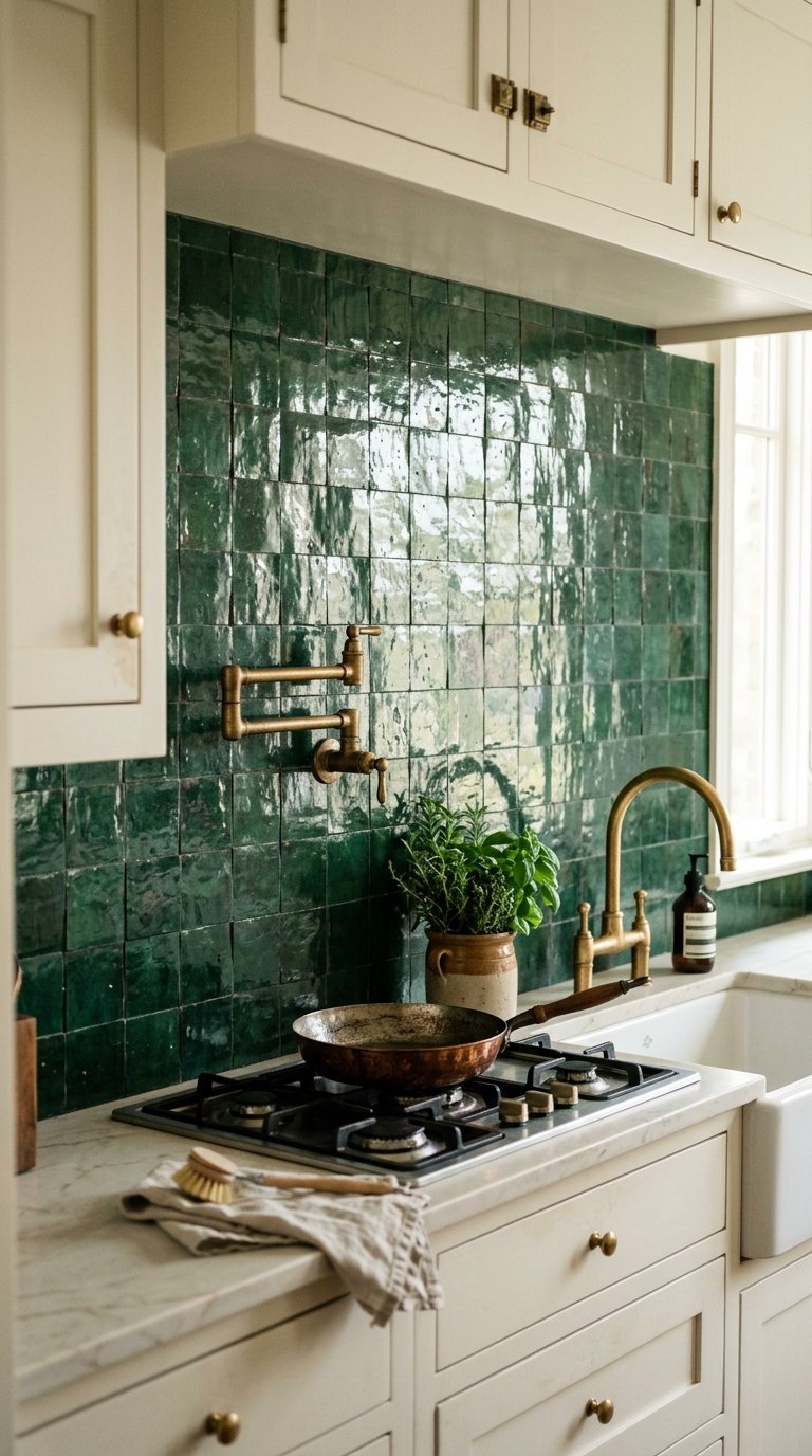 Add a Coloured Tile Backsplash for Kitchen Colour Without Paint