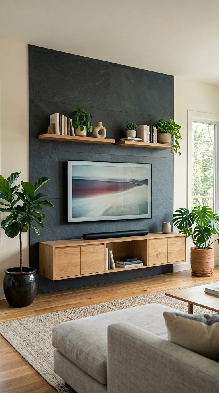 Add a Floating Media Unit With Wall-Mounted Storage