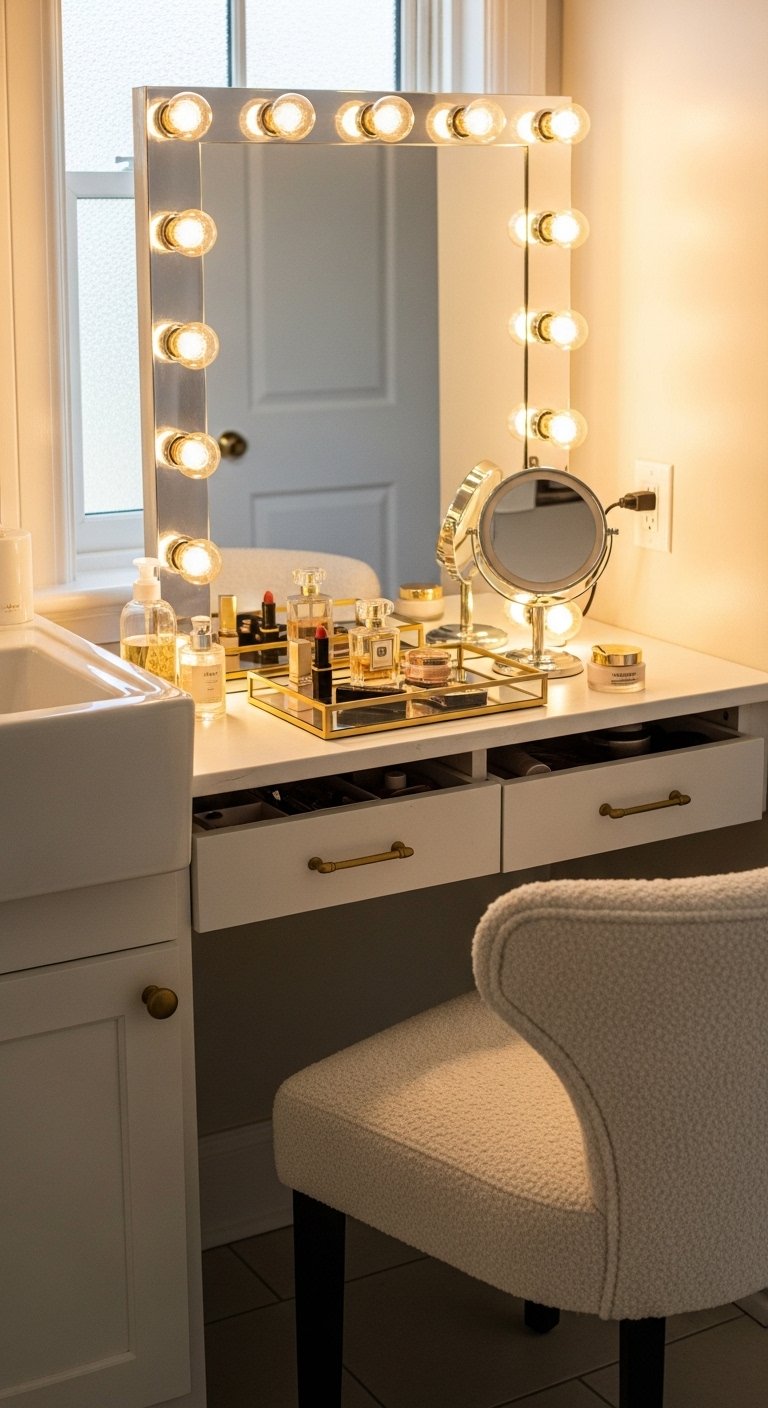 Add a Makeup Vanity Station Alongside the Main Sink