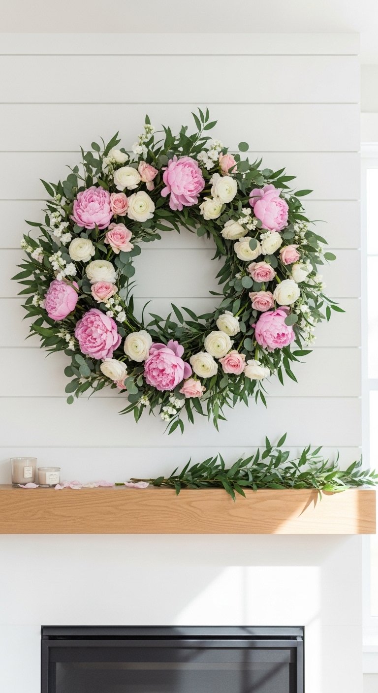 Add a Spring Floral Wreath as Your Focal Point