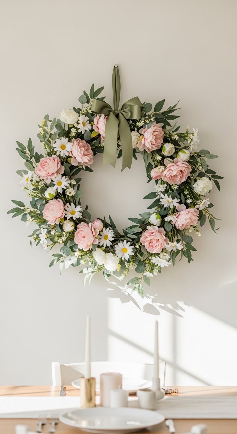 Add a Spring Wreath to Your Table Backdrop