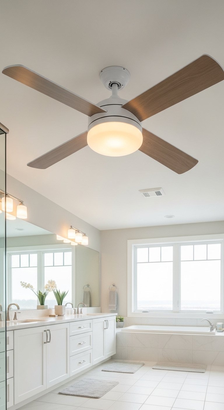 Bathroom Ceiling Fan With Integrated Light