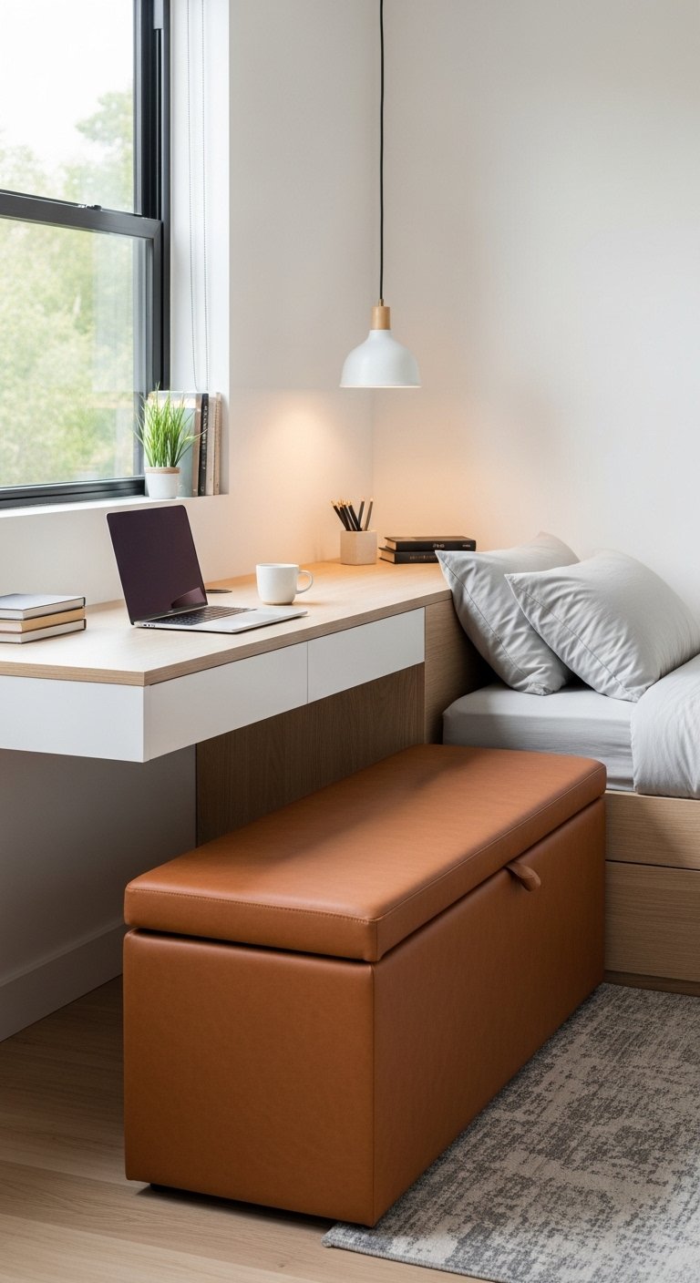 Bench Doubles as a Desk Seat