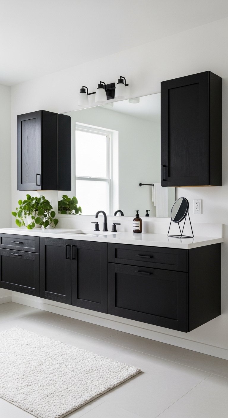Black Cabinets with White Walls