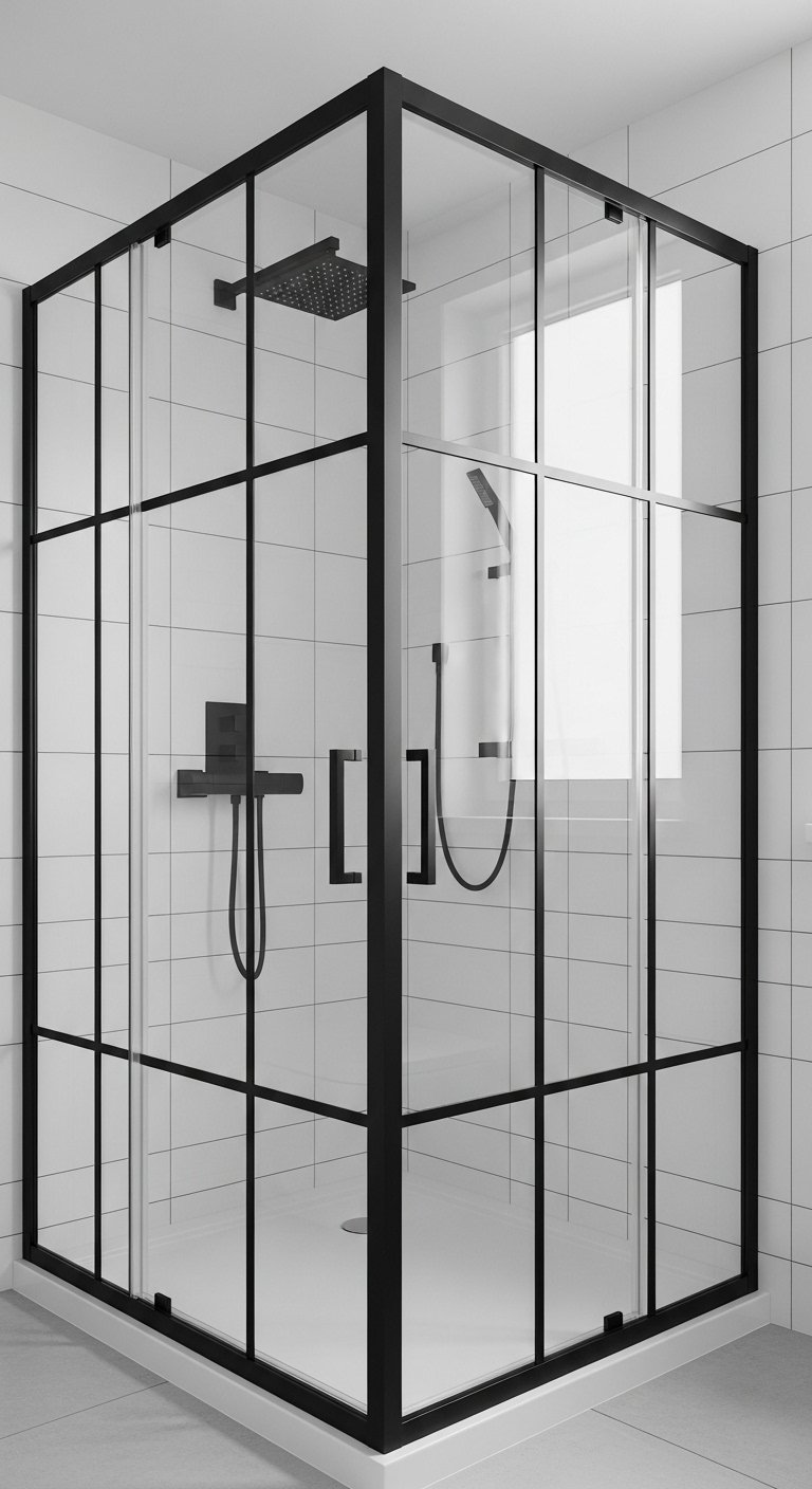 Black-Framed Glass Shower Enclosures