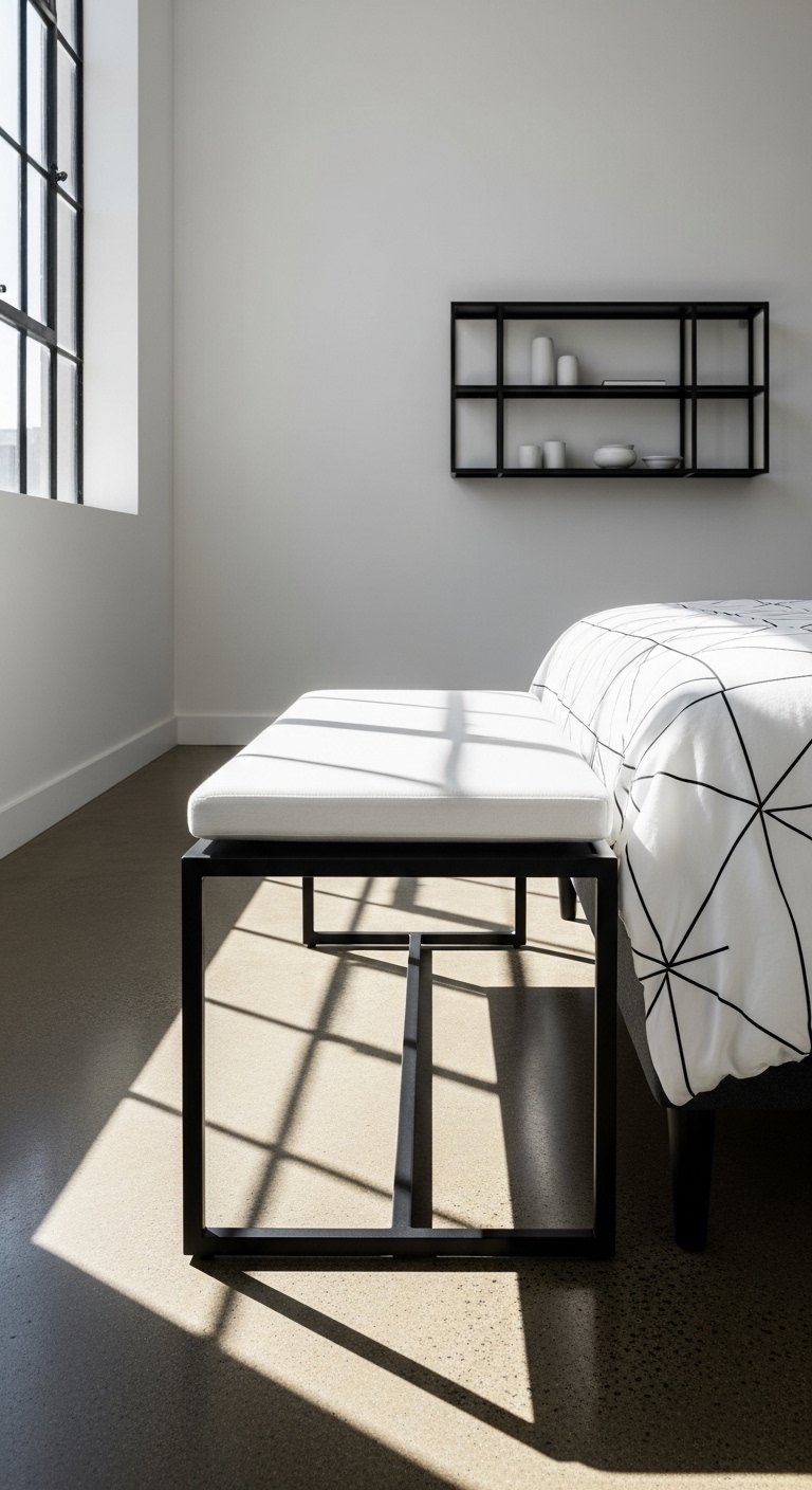 Black Metal Frame Bench