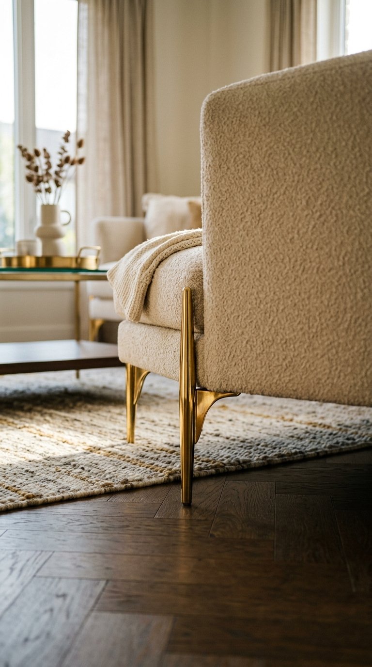 Brass-Legged Sofa