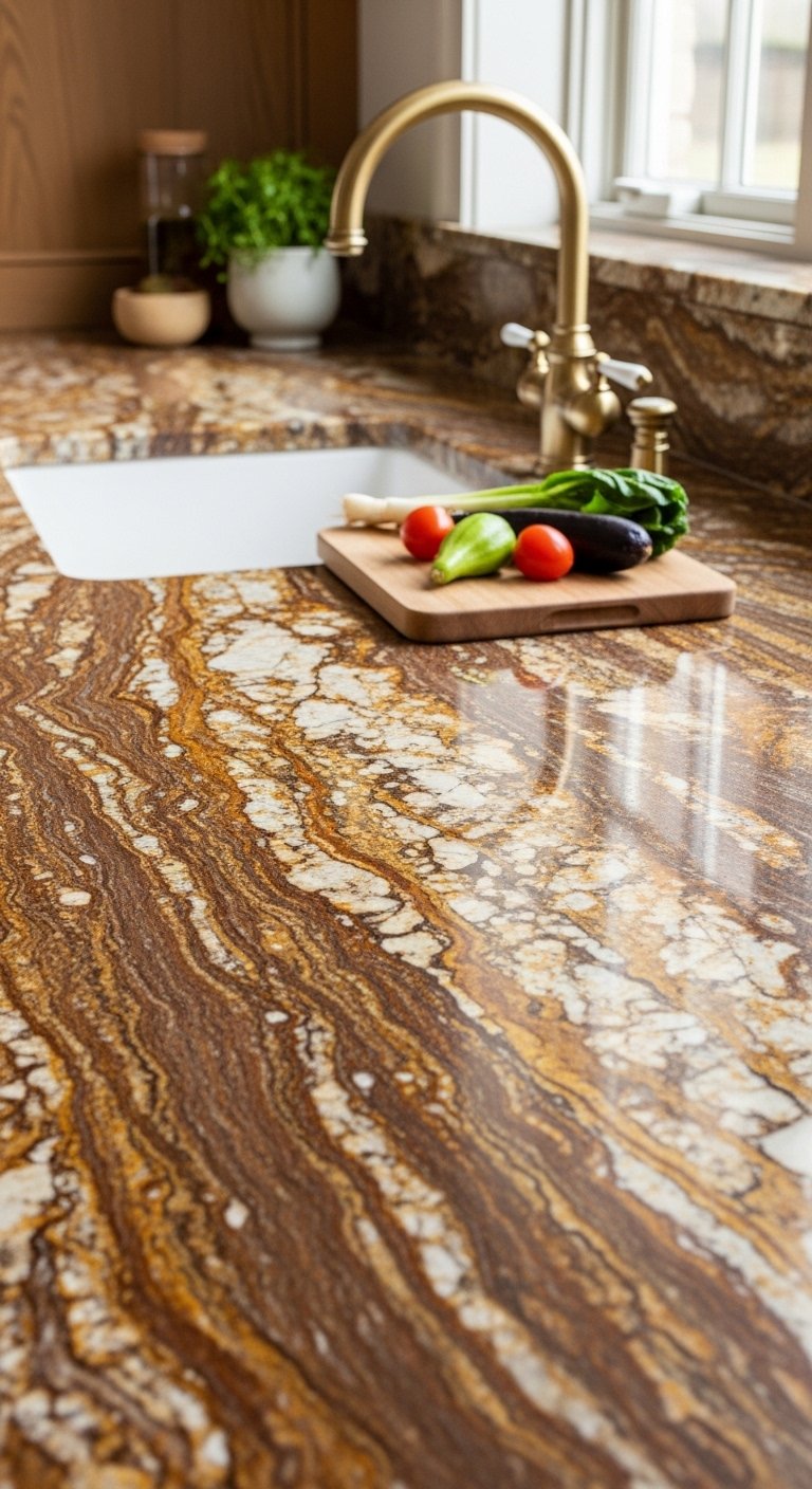 Brown Granite or Quartzite Countertops