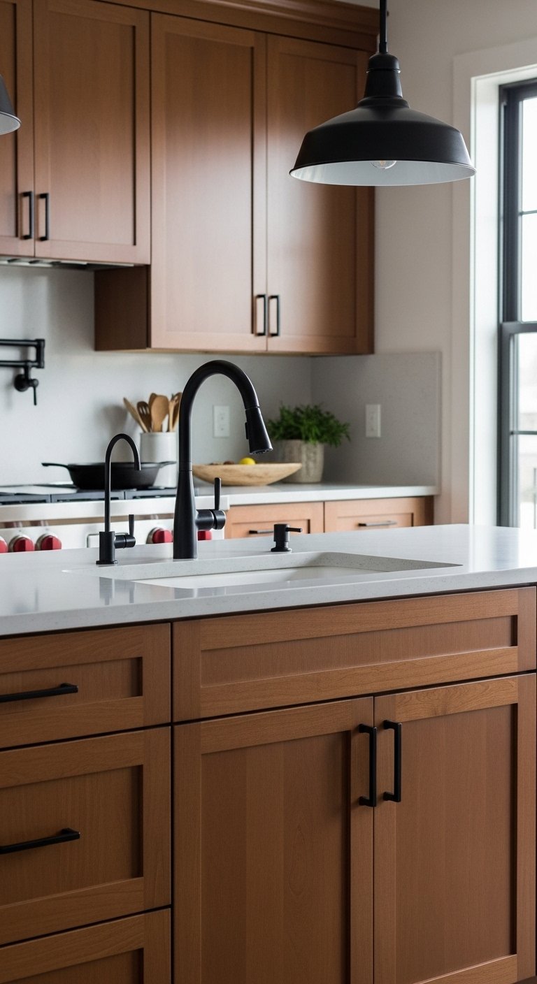 Brown Kitchen With Black Accents