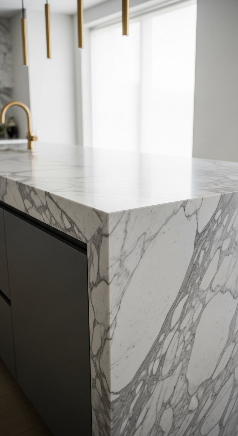Choose Waterfall Countertops for the Island