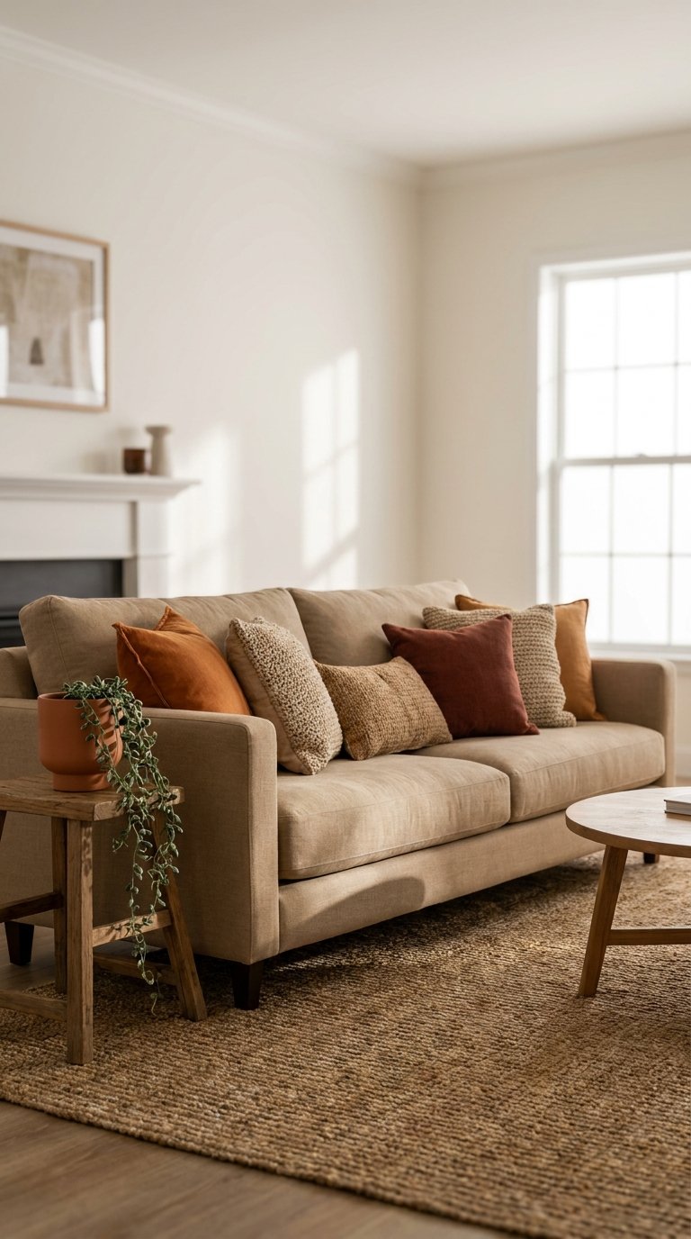 Choose a Neutral Sofa and Introduce Color Through Accessories