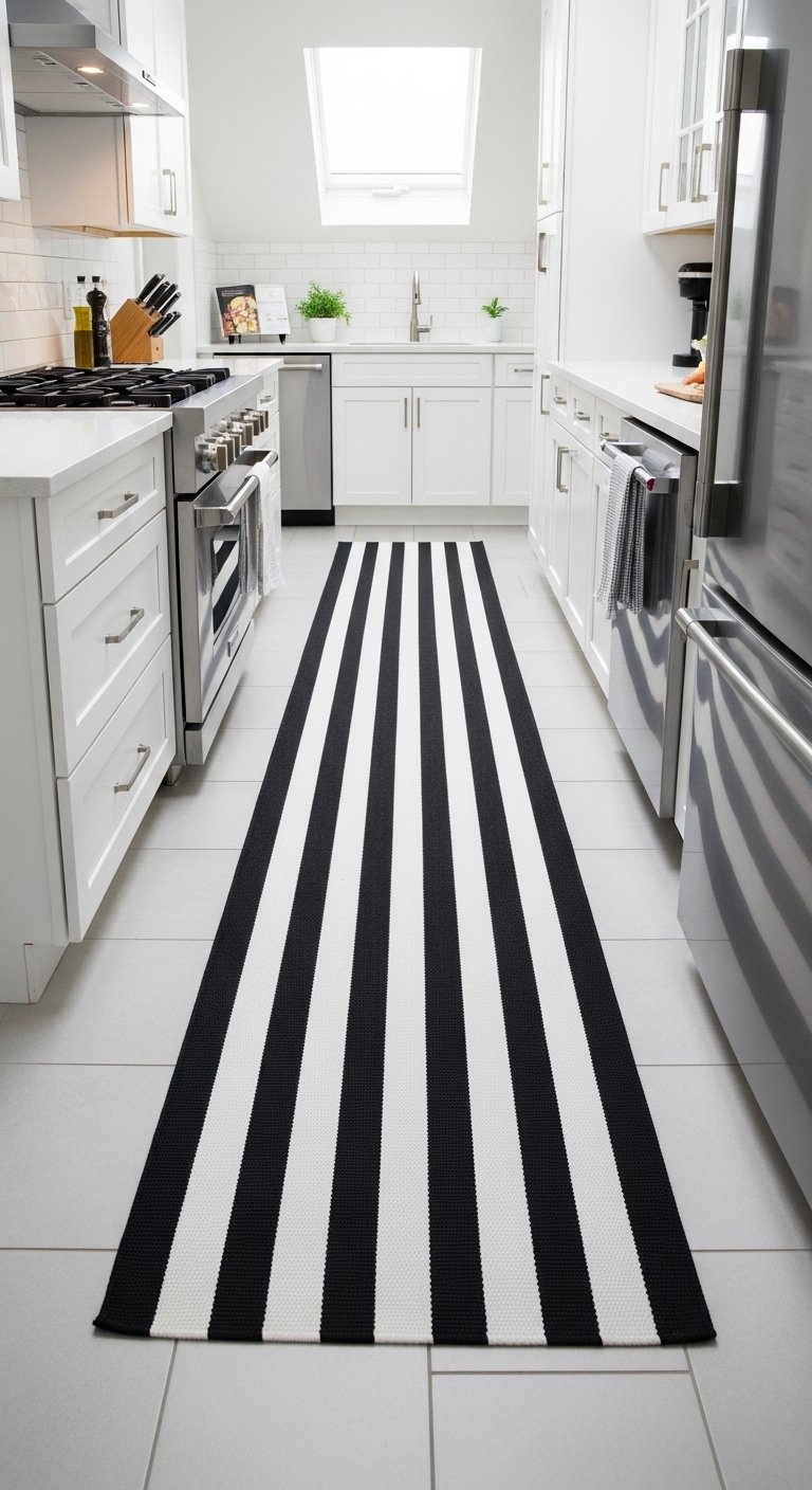 Classic Black and White Striped Runner