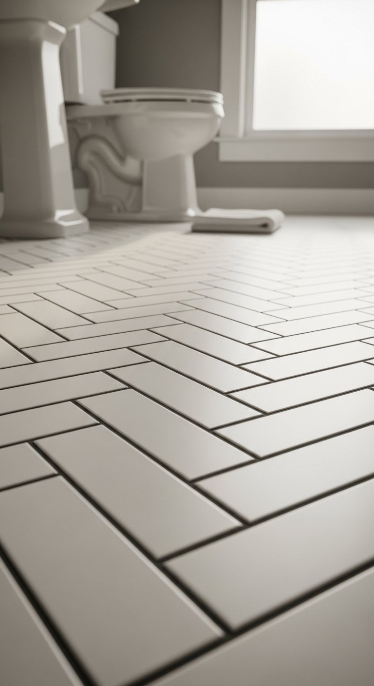Classic White Subway Tile on the Floor