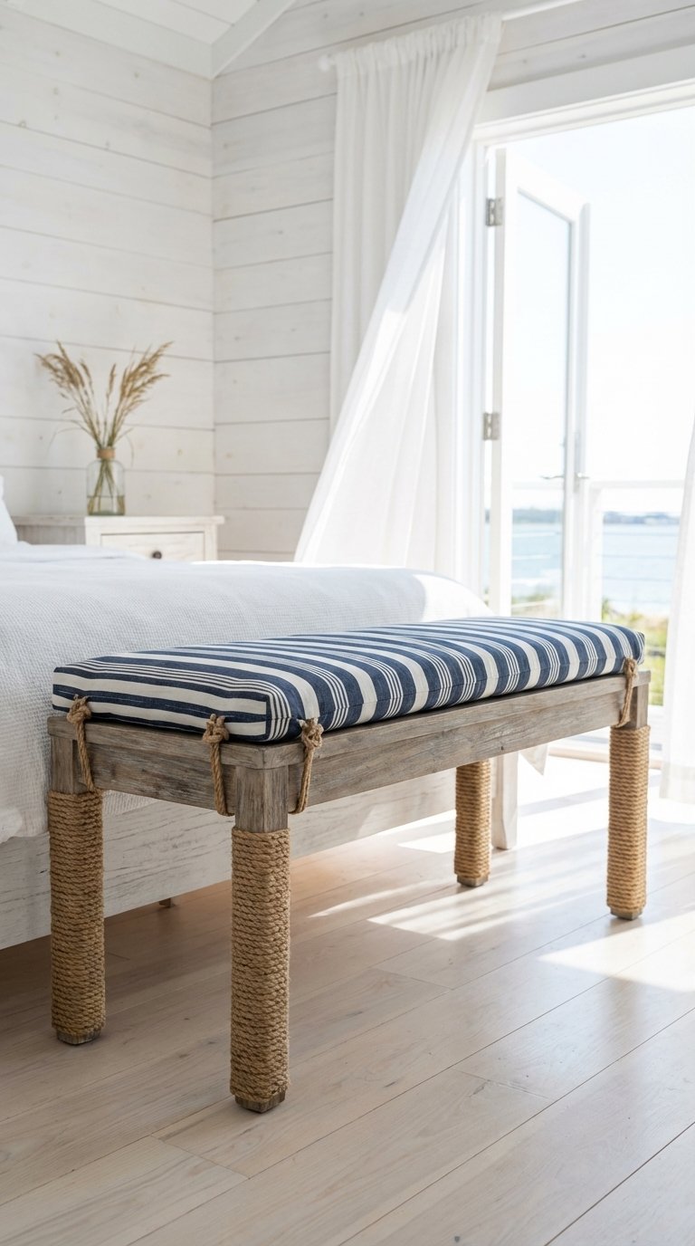 Coastal Bench With Rope Detail