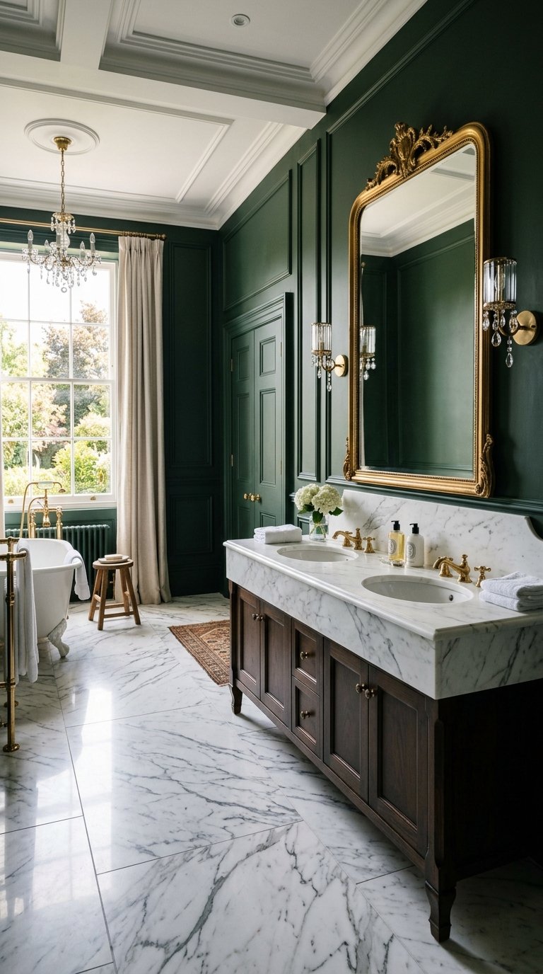 Create a Dark Green and Marble Combination
