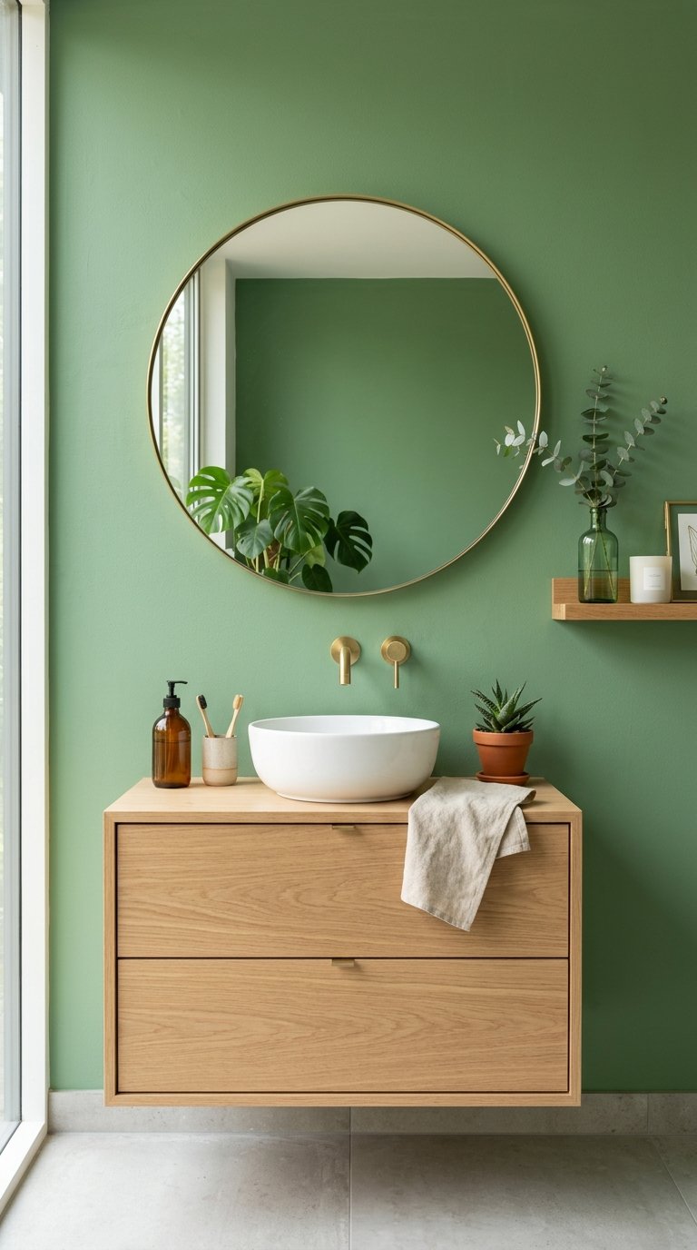 Create a Green Accent Wall Behind the Vanity