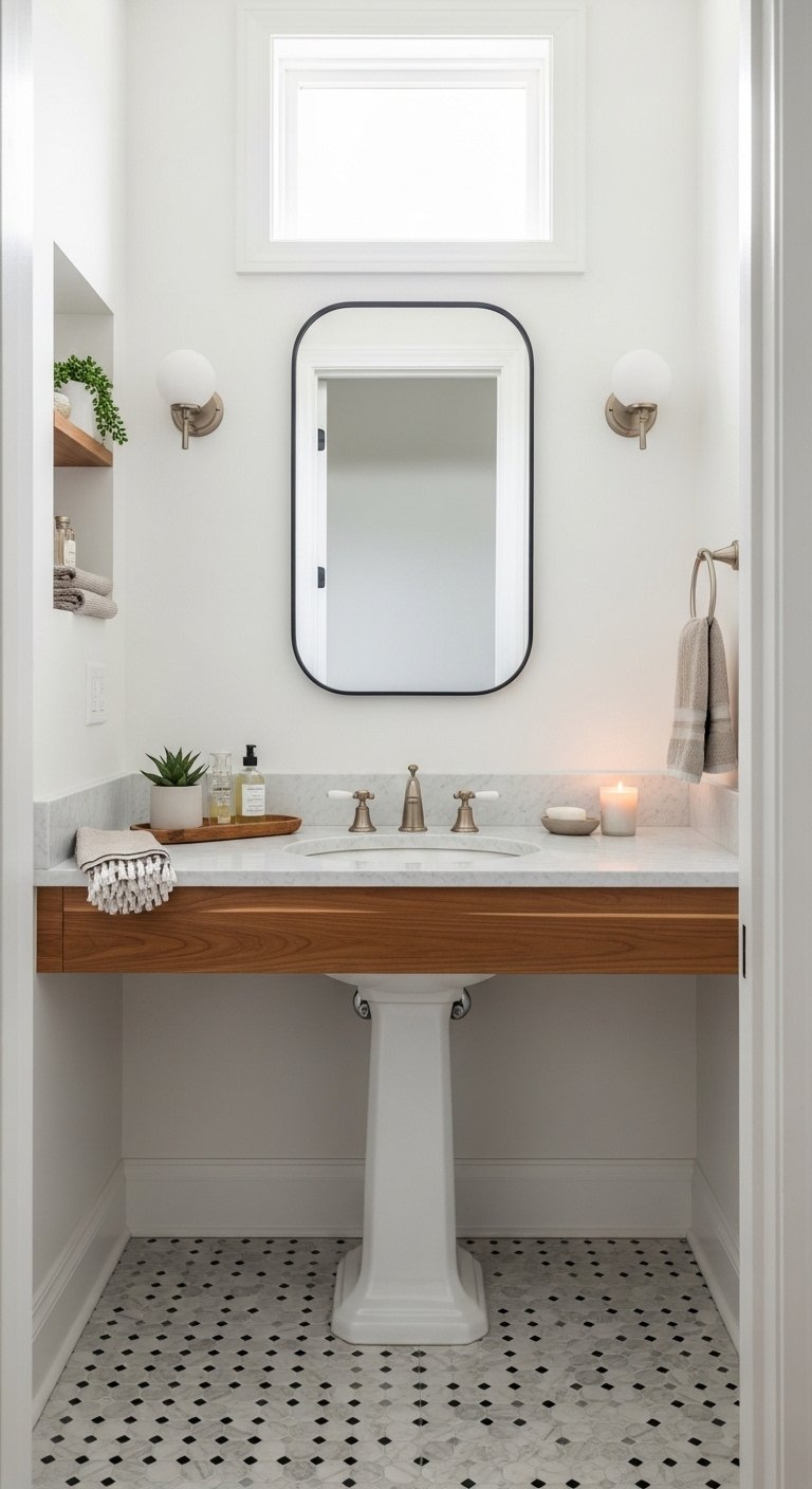 Create a Spa Vanity With Warm Wood Tones