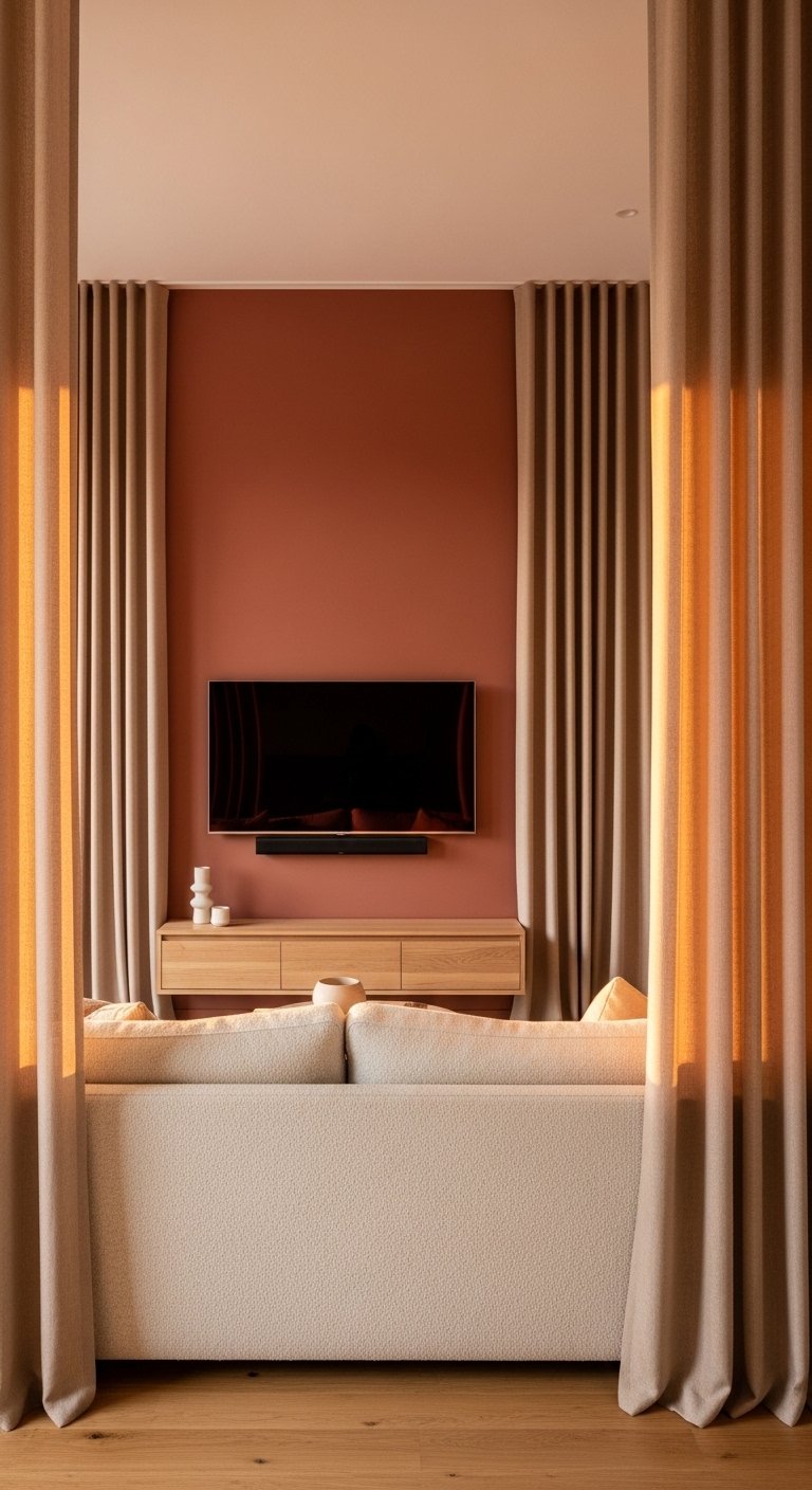 Curtain Panel TV Wall