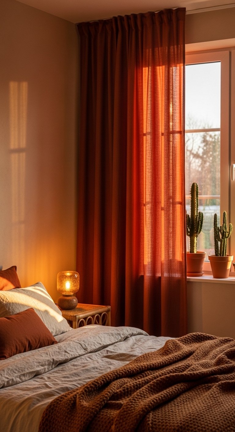 Curtains in Earthy Terracotta Tones