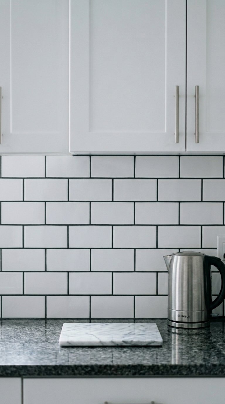 Dark Grout with Light Tiles