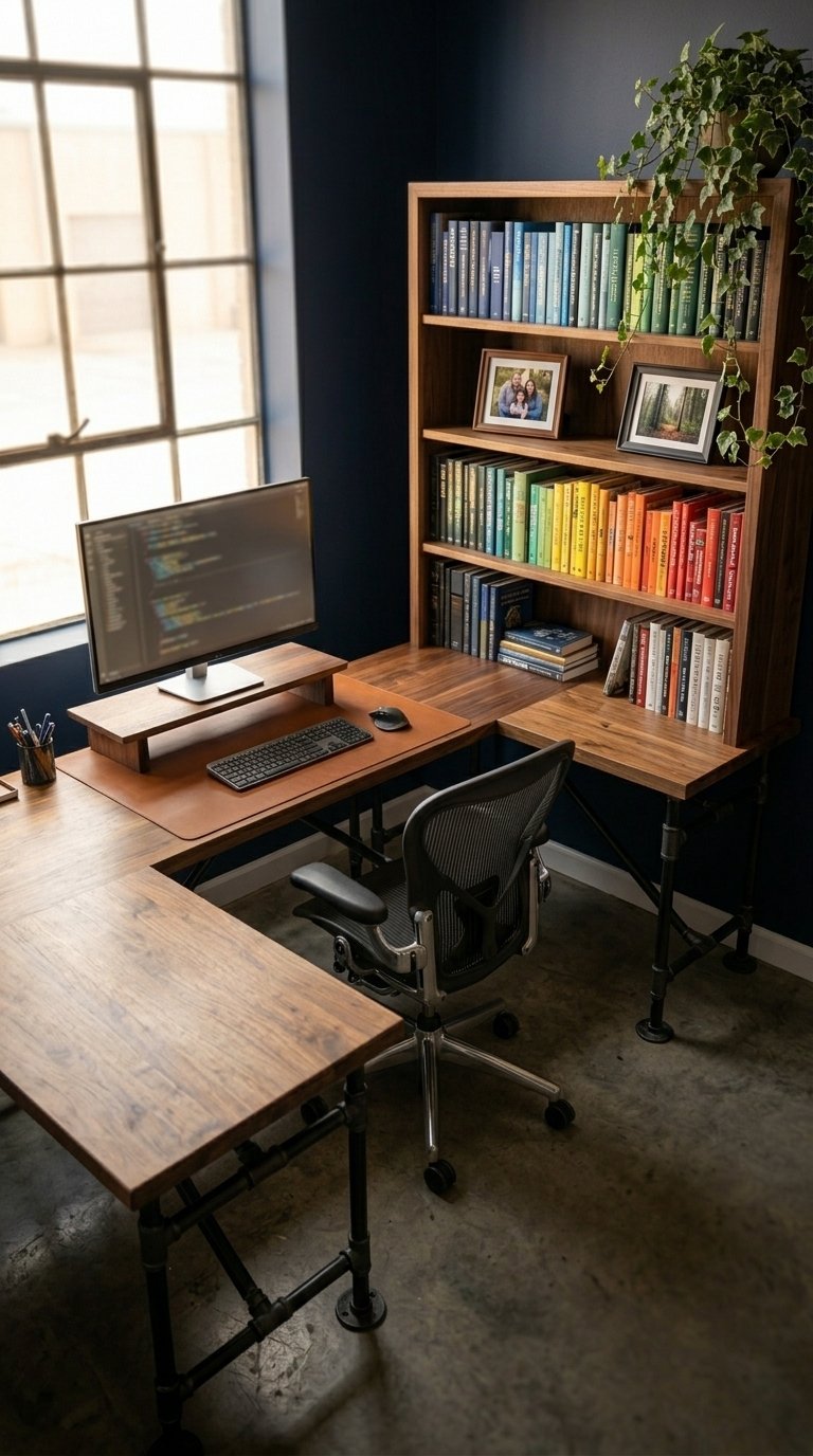 Desk With Built-In Bookshelf

