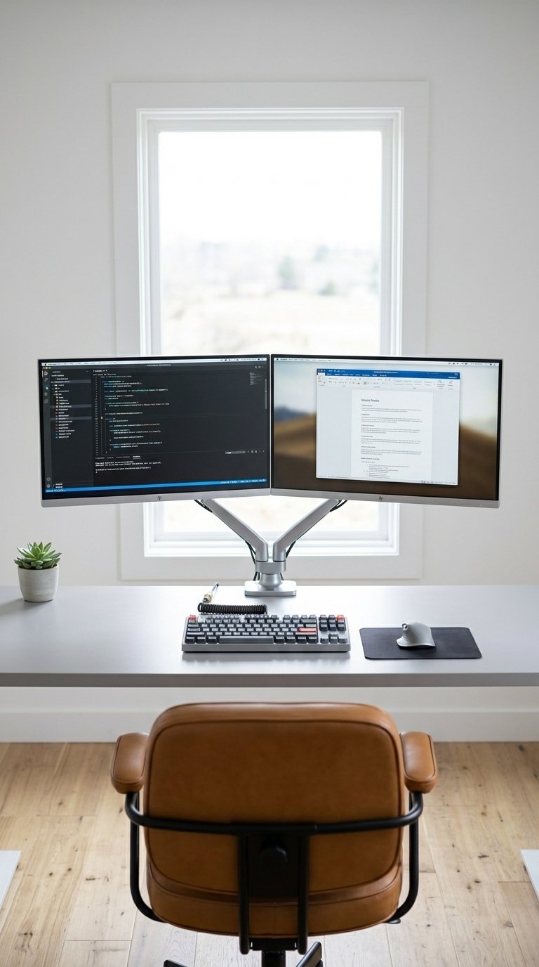 Dual Monitor Ultrawide Desk Setup