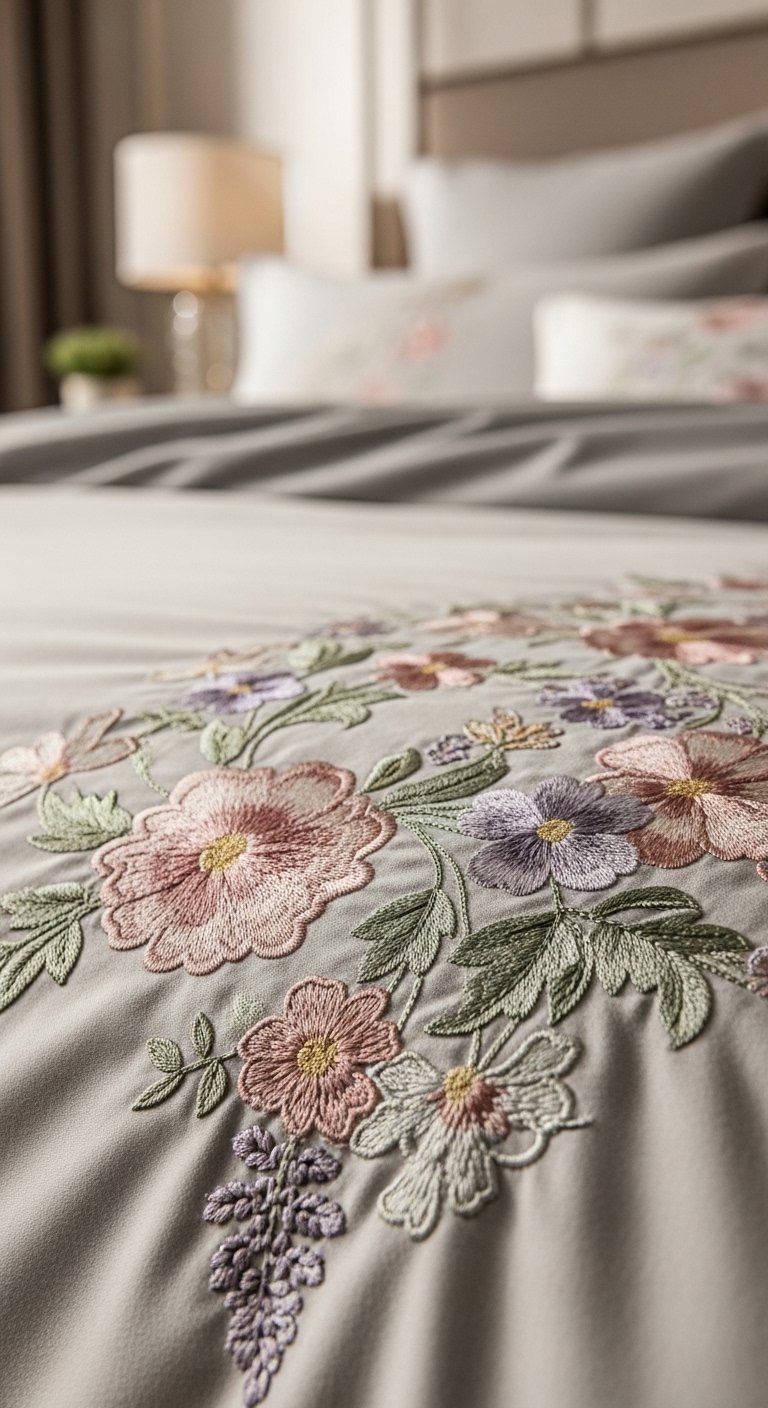 Embroidered Floral Bedding