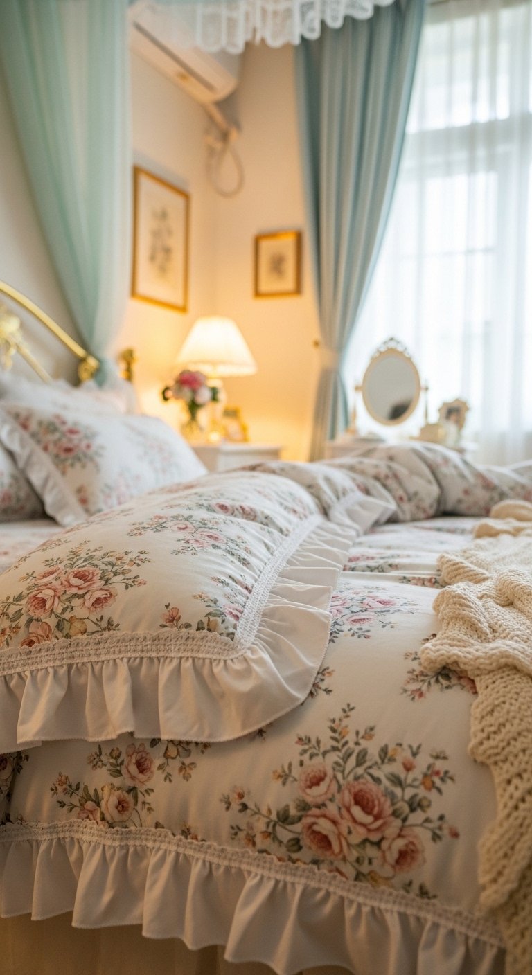 Floral Bedding with Ruffles