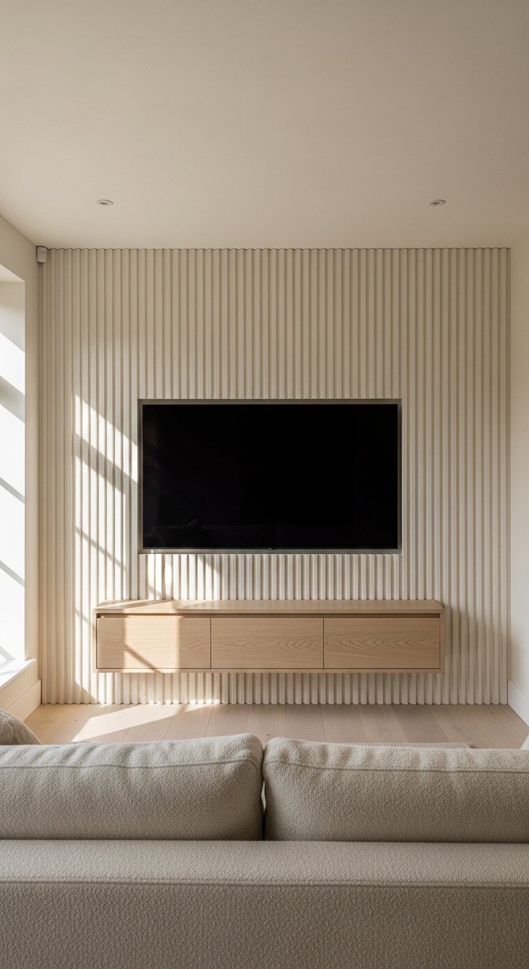 Fluted Panel TV Wall