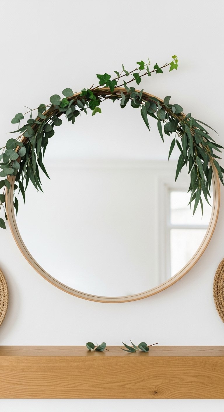Frame a Mirror With Spring Greenery