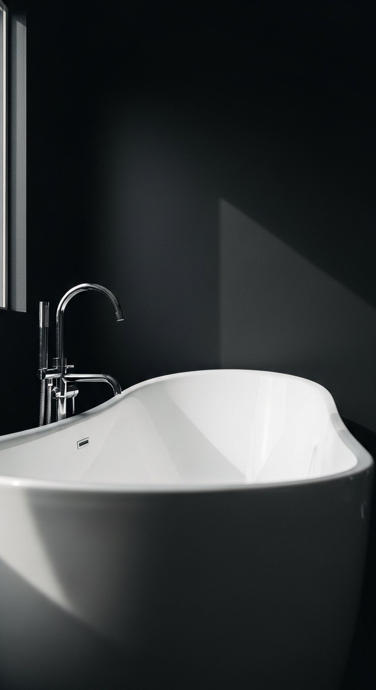 Freestanding White Tub + Black Surroundings
