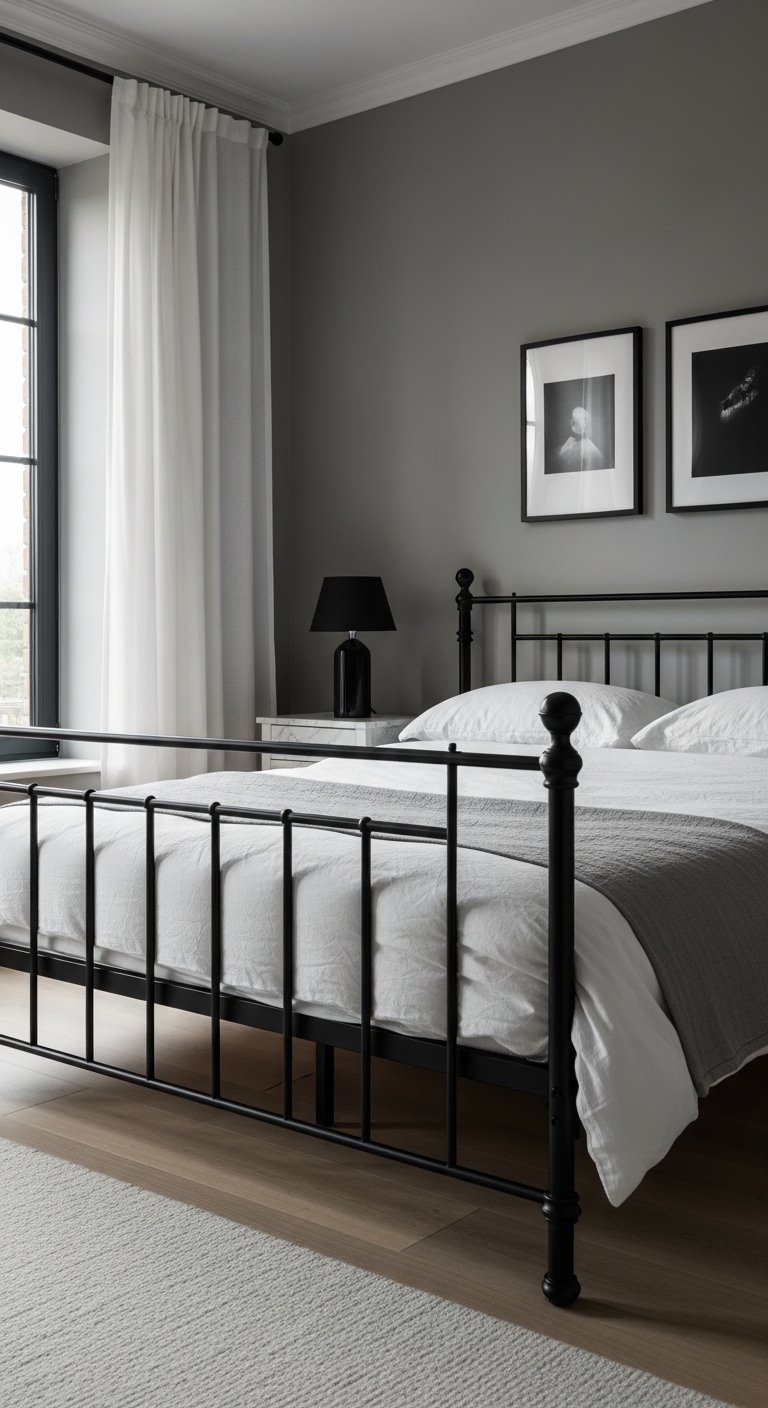 Gray Bedroom with Black Accents