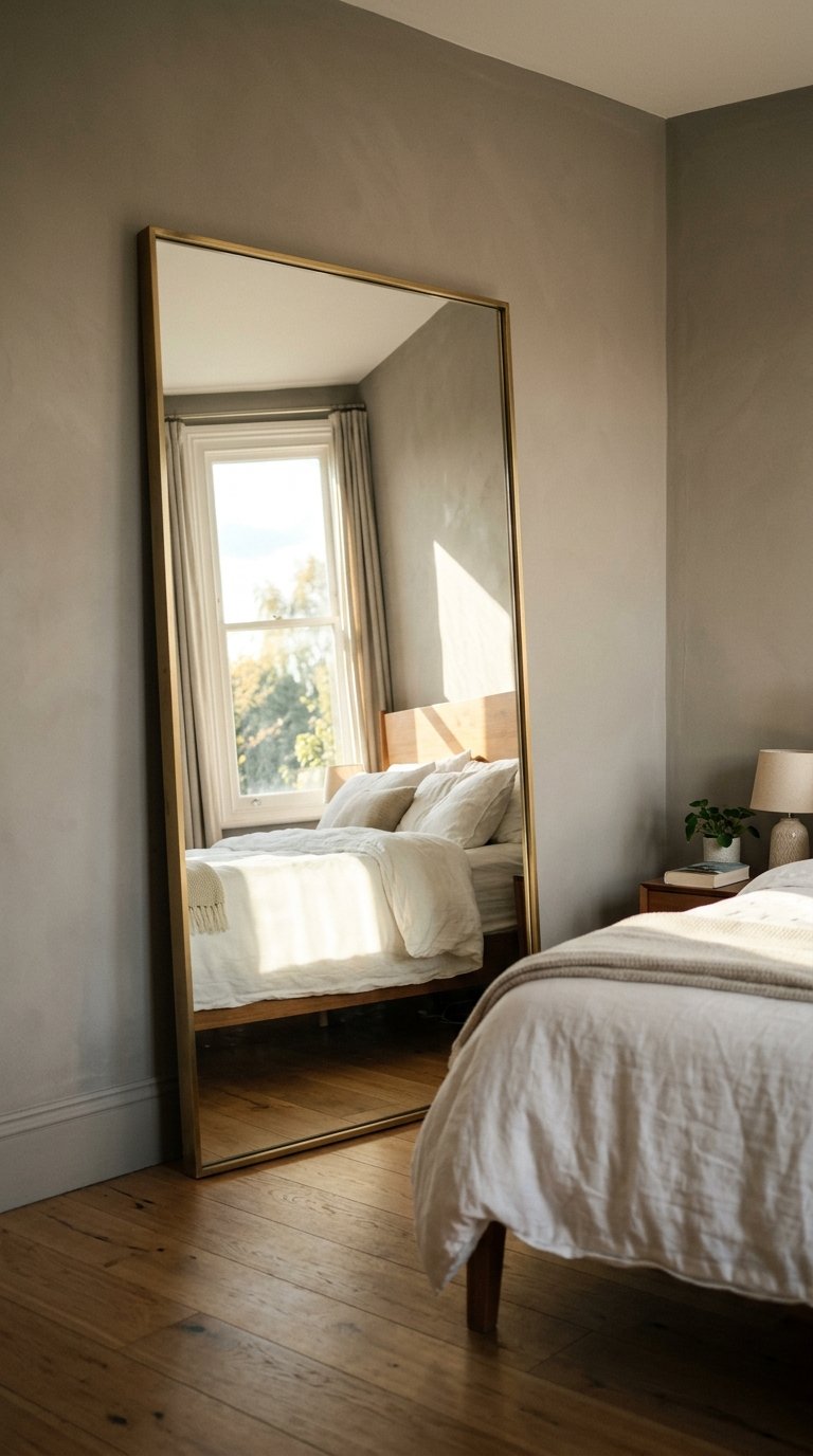 Gray Bedroom with Mirrors