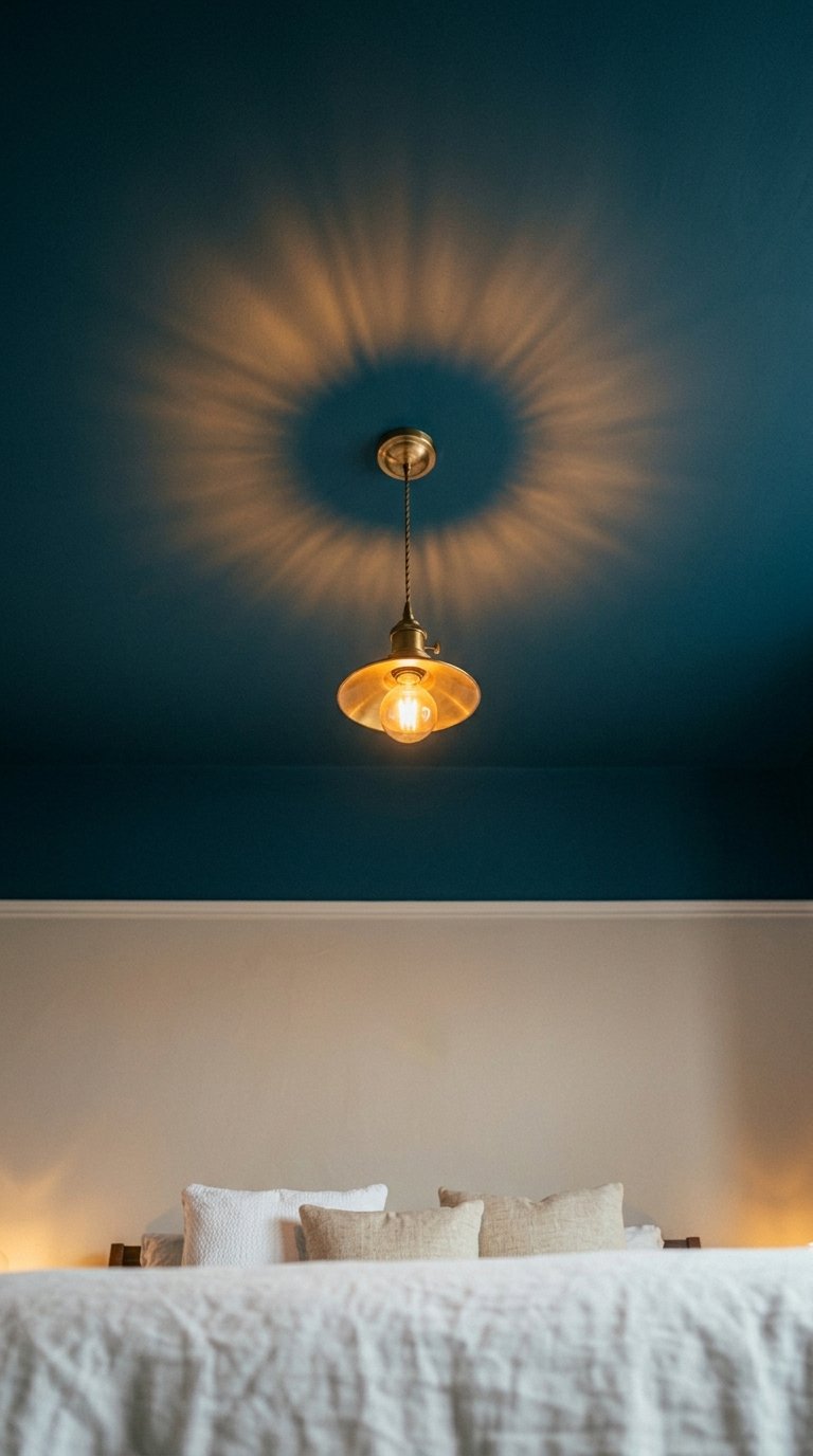 Gray Bedroom with Statement Ceiling