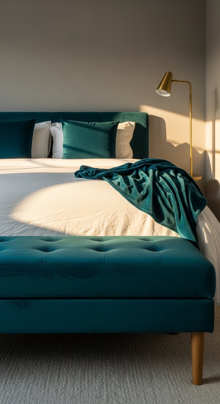 Gray Bedroom with Velvet Accents