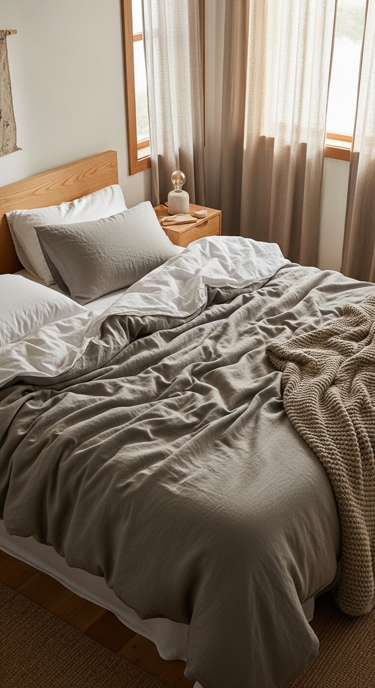 Gray Linen-Look Comforter Set
